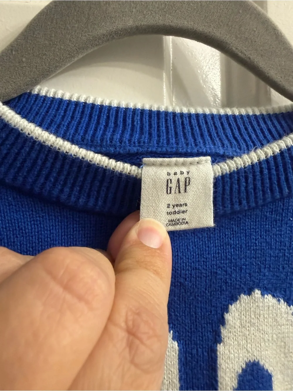 GAP Royal Blue Knit Sweater with White Monster Face